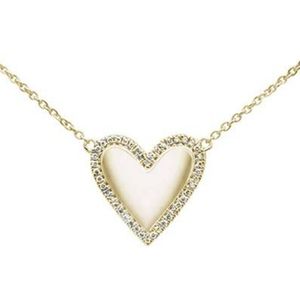 .09ct 14kt yellow gold diamond heart pendant neckl